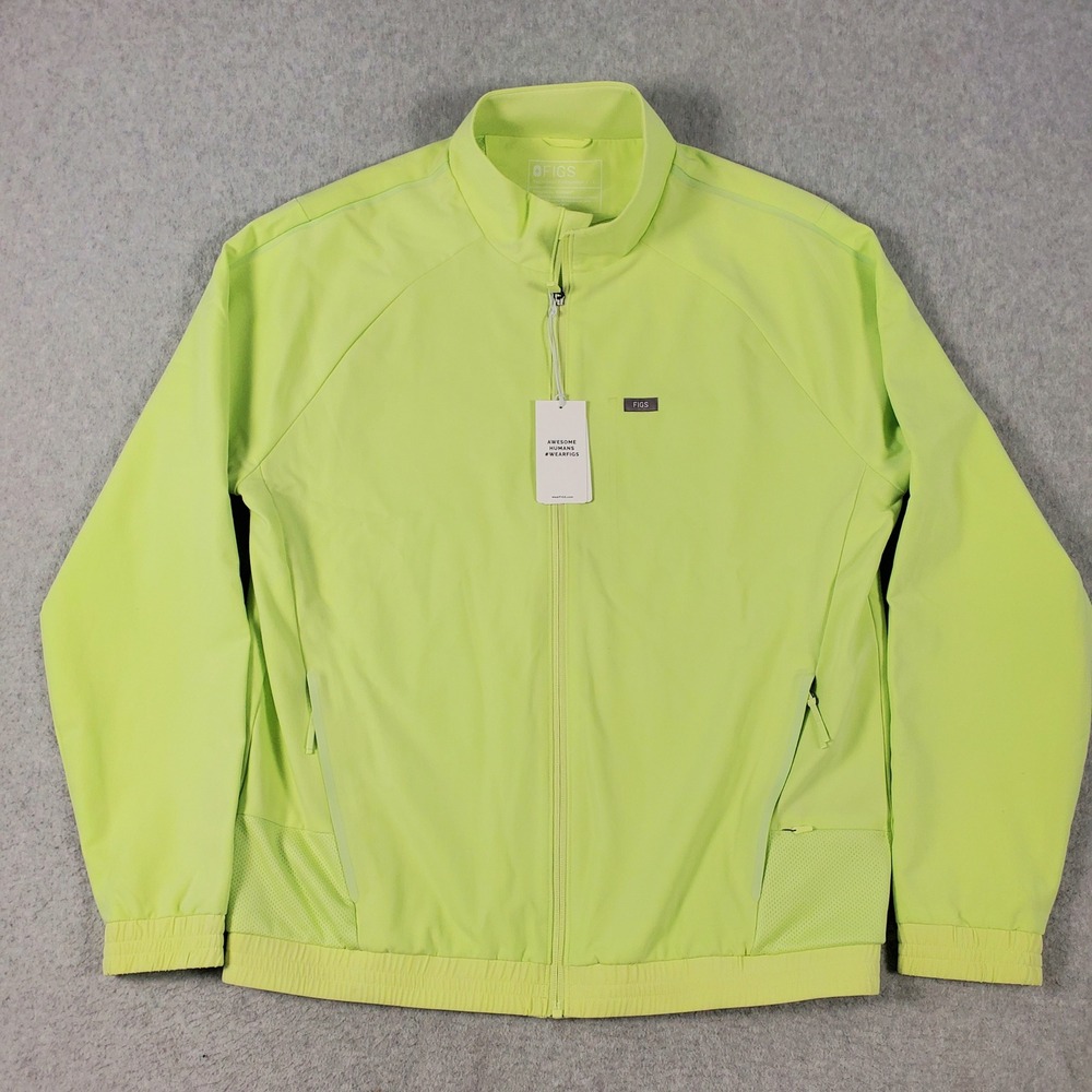 Figs Scrubs Cobaki Jacket Celery Green Mens Sz Large Technical Collection Zip Up